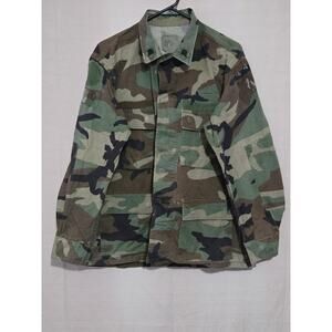 US Army BDU Jacket Medium Short Woodland Camo Ripstop Combat Coat USGI #P43